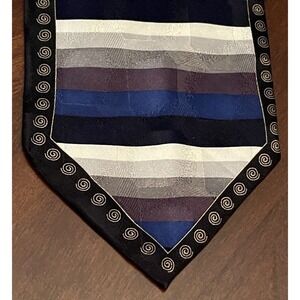 Vintage Bello Uomo Blue Black Hand Made 100% Silk Men’s Neck Tie Made In Korea